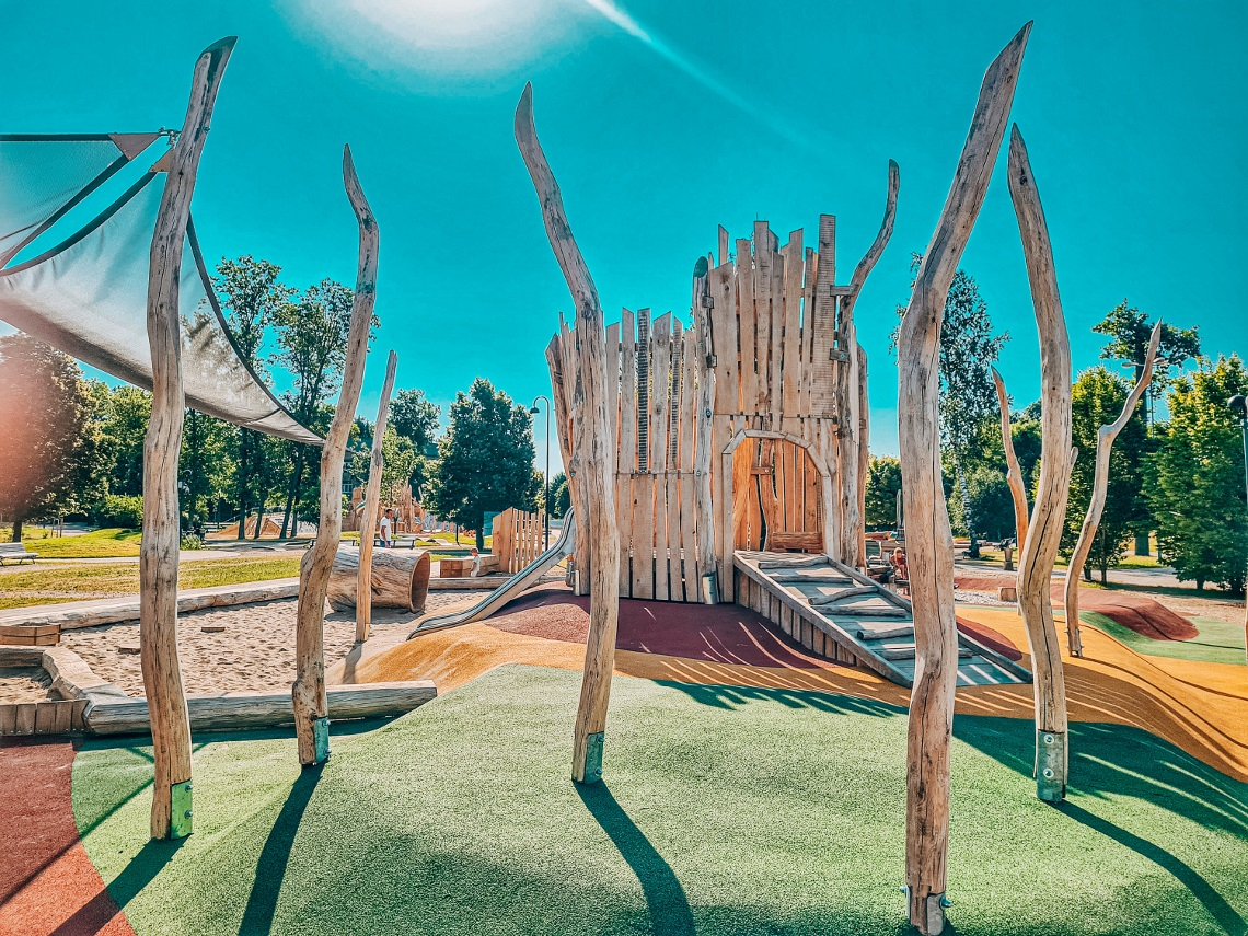 A children&#039;s recreation and play town in Uzvaras Park is open
