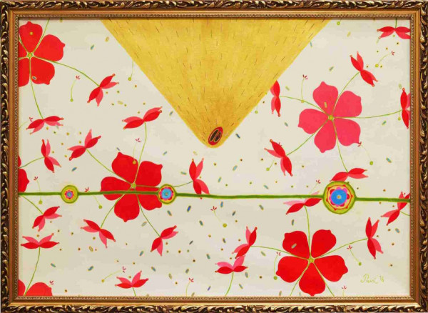 Tornī skatāma igauņu mākslinieces Pusa gleznu izstāde “Pasaules naba”